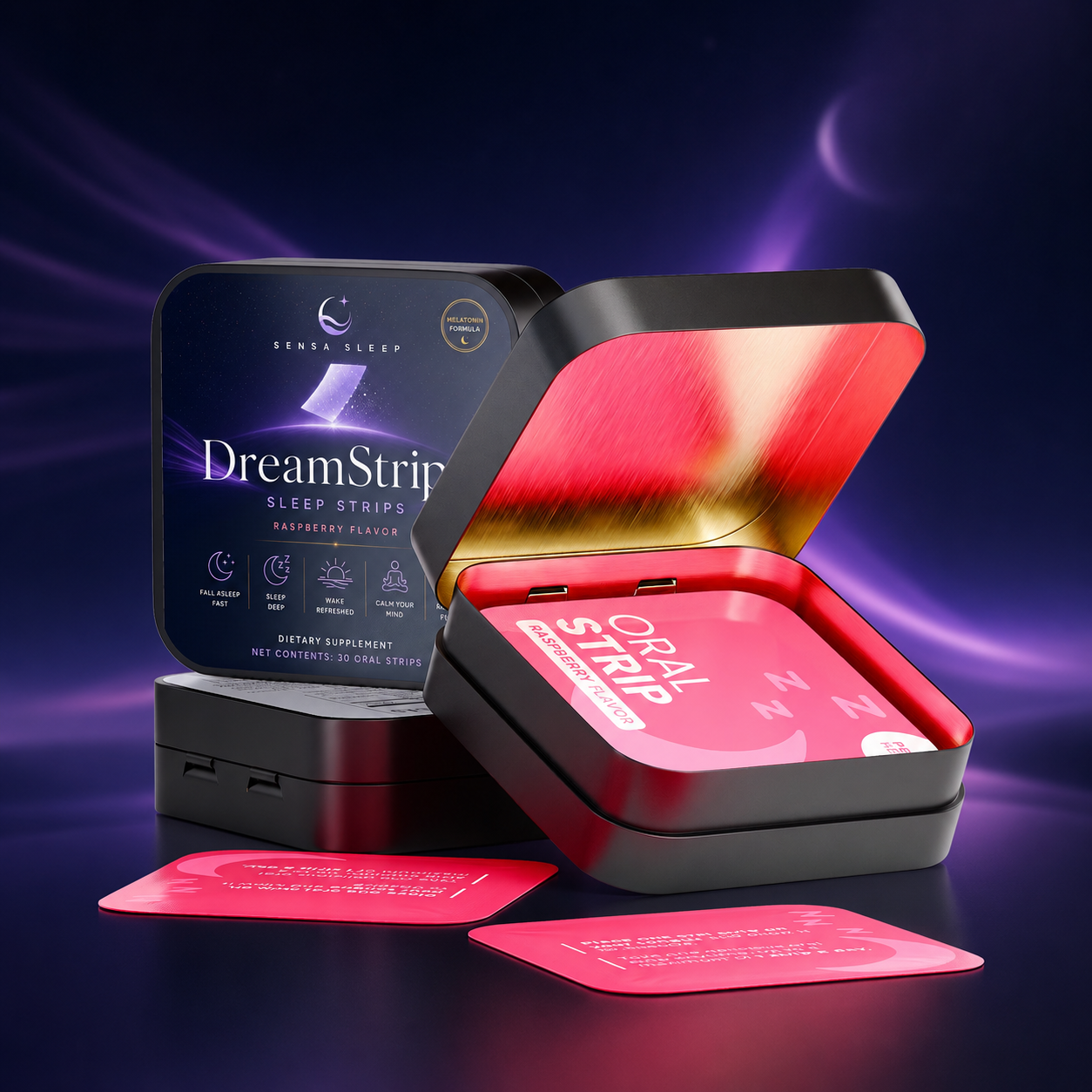 DreamStrips open tin with oral strips
